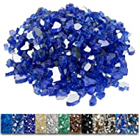 GRISUN Cobalt Blue Fire Glass for Fire Pit, 1/2 Inch High Luster Reflective Tempered Glass Rocks for Natural or Propane…