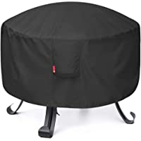 SheeChung Fire Pit Cover - Waterproof 600D Heavy Duty Round Patio Fire Bowl Cover Black (Round - 30”D x 12”H)