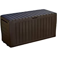 Keter Marvel Plus 71 Gallon Resin Outdoor Storage Box for Patio Furniture Cushion Storage, Brown