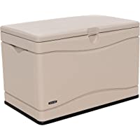 Lifetime 60059 Black Bottom & Desert (Tan) Sides and Lid Outdoor Storage Box-80 Gal, 80 Gallon, Desert Sand