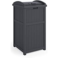 Suncast GH1732C 15.75" x 16" x 31.6" Trashcan Hideaway Outdoor Commercial 33 Gallon 31.6" Resin Garbage Waste Bin with…