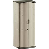 Rubbermaid Vertical Resin Weather Resistant Outdoor Storage Shed, 2x2.5 ft., Olive and Sandstone, for Garden/Backyard…