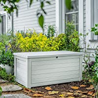 165 Gallon Weather Resistant Resin Deck Storage Container Box Outdoor Patio Garden Furniture, White