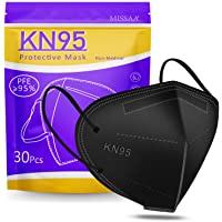 MISSAA KN95 Face Masks 30 Pack, 5-Ply Breathable & Comfortable Cup Dust Safety Mask, Black KN95 Mask, Protection Masks…