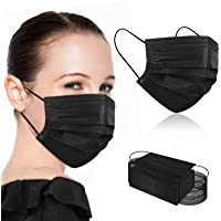 100Pcs Black Disposable Face Masks,Black Face Masks Disposable Breathable 3 Ply Face Masks for Adults,Black Masks