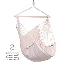 Y- STOP Hammock Chair Hanging Rope Swing, Hanging Chair with Pocket, Max 330 Lbs, Quality Cotton Weave for Superior…