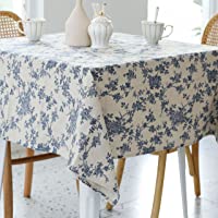 Pastoral Square Tablecloth - 52 x 52 Inch - Linen Fabric Table Cloth - Washable Table Cover with Dust-Proof Wrinkle…