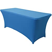 Obstal 6ft Stretch Spandex Table Cover for Standard Folding Tables - Universal Rectangular Fitted Tablecloth Protector…