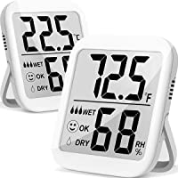 Humidity Gauge, 2 Pack Max Indoor Thermometer Hygrometer Humidity Meter Temperature and Humidity Monitor with Dual…