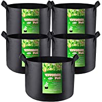 VIVOSUN 5-Pack 1 Gallon Grow Bags Heavy Duty Thickened Nonwoven Fabric Pots with Handles