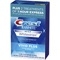 Crest 3D Vivid Plus Teeth Whitening Kit, Individual Basic Flavorless Whitestrips, 24 Count