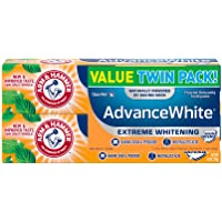 ARM & HAMMER Advanced White Extreme Whitening Toothpaste, TWIN PACK (Contains Two 6oz Tubes) -Clean Mint- Fluoride…