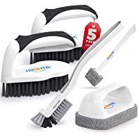Holikme 5 pack Deep Clean Brush Set，Scrub Brush&Grout and Corner brush&Scrub pads with Scraper Tip&Scouring pads，for…