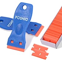 FOSHIO Plastic Razor Blade Scraper Include 2PCS Scraper Tool and 100PCS Blades for Gasket Remover, Labels Decal and…