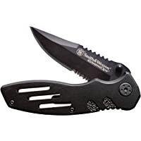 Smith & Wesson Extreme Ops SWA24S 7.1in S.S. Folding Knife with 3.1in Serrated Clip Point Blade and Aluminum Handle for…