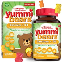 Yummi Bears Calcium Plus Vitamin D3 Vegetarian Gummy Vitamin, Sour Gummy Bears, 90 Count