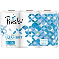 Amazon Brand - Presto! 176-Sheet Roll Toilet Paper, Ultra-Soft, 12 Count (For Small Roll Holders)