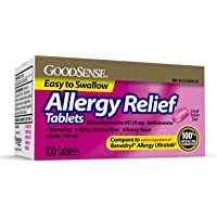Good Sense Allergy Relief Diphenhydramine HCl 25 mg Antihistamine, 100 Count Allergy Pills