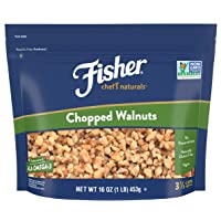 Fisher Chopped Walnuts, 16 Ounces, California Grown Walnuts, Unsalted, Naturally Gluten Free, No Preservatives, Non-GMO