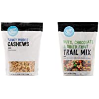 Amazon Brand - Happy Belly Fancy Whole Cashews, 44 Ounce & Happy Belly Nuts, Chocolate & Dried Fruit Trail Mix, 48 oz