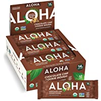 ALOHA Organic Plant Based Protein Bars - Chocolate Chip Cookie Dough - 12 Count, 1.9oz Bars - Vegan Snacks, Low Sugar…