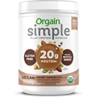 Orgain Simple Organic Plant Protein Powder, Chocolate - 20g of Protein, Vegan, Made with Fewer Ingredients and Without…