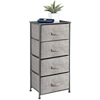 mDesign Tall Dresser Storage Tower Stand - Sturdy Steel Frame, Wood Top, 4 Drawer Easy Pull Fabric Bin - Organizer for…