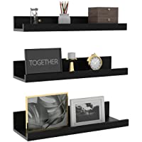 Giftgarden 16 Inch Black Floating Shelves for Wall Mount Storage, Cute Wall Shelf for Bathroom Bedroom Kitchen Living…