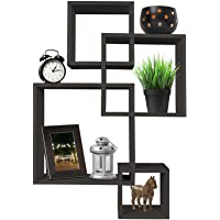 Greenco 4 Cube Intersecting Wall Mounted Floating Shelves Espresso Finish