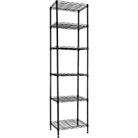 6 Wire Shelving Steel Storage Rack Adjustable Unit Shelves for Laundry Bathroom Kitchen Pantry Closet (Black, 16.6L x 11…
