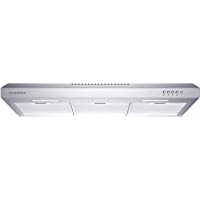 30 inch Under Cabinet Range Hood with Push Button Control Stainless Steel Slim Vent Hood with 3 Speed Exhaust Fan Ducted…