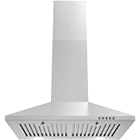 Cosmo COS-6324EWH 24 in. Wall Mount Range Hood, Chimney-Style Over Stove Vent, 3 Speed Fan, Permanent Filters, LED…