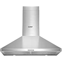 Comfee 30 Inch Ducted Pyramid Range 450 CFM Stainless Steel Wall Mount Vent Hood with 3 Speed Exhaust Fan, 5-Layer…