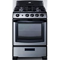 Summit Appliance PRO247SS 24" Wide Gas Range in Stainless Steel with Oven Window, Electronic Ignition, Indicator Lights…