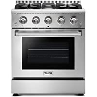 Thor Kitchen HRG3080U 30 Inch Gas Freestanding Range with 4 Sealed Burner Cooktop, 4.2 cu. ft. Oven Capacity, Convection…