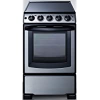 Summit Appliance REX2071SSRT 20" Wide Slide-In Look Smooth-Top Electric Range in Stainless Steel with Oven Window…