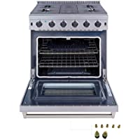 Thor Kitchen 30 inch Freestanding Pro-Style Gas Range with 4.55 cu.ft. Oven, 5 Burners, in Stainless Steel - LRG3001U…