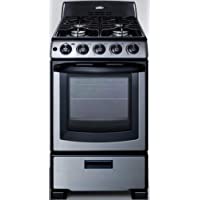 Summit Appliance PRO201SS 20" Wide Gas Range in Stainless Steel with Electronic Ignition, Indicator Lights, Backguard…