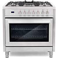 Cosmo F965 36 in. Dual Fuel Range with 5 Gas Burners, Electric Convection Oven with 3.8 cu. ft. Capacity, 8 Functions…