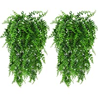 HERCOCCI 2 Pack Reptile Plants, Terrarium Hanging Plants Vines Artificial Leaves Habitat Decorations with Suction Cup…