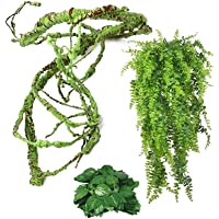 PINVNBY Reptile Plants Hanging Fake Vines Boston Climbing Terrarium Plant with Suction Cup for Bearded Dragons Lizards…