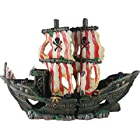 poppy pet YM-832S Sunken Pirate Ship with Sails, Red/White