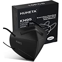 HUHETA KN95 Face Mask 10 Pack, 5-Ply Safety Mask, Filter Efficiency Over 95%, Against PM2.5 (Black Mask)