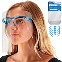 TCP Global Salon World Safety Face Shields with Blue Glasses Frames (Pack of 4) - Ultra Clear Protective Full Face…