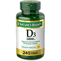 Vitamin D3 by Nature’s Bounty for Immune Support. Vitamin D Provides Immune Support and Promotes Healthy Bones. 125 mcg…