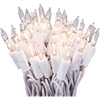 612 Vermont 50 Clear Christmas Lights on White Wire, UL Approved for Indoor/Outdoor Use, 9 Foot of Lighted Length, 11…