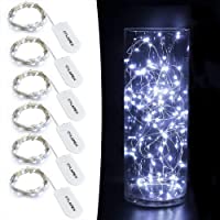 CYLAPEX 6 Pack Cool White Fairy String Lights Battery Operated Fairy Lights Firefly Lights LED Starry String Lights 3…