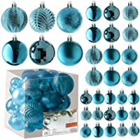 Prextex Acid Blue Christmas Ball Ornaments for Christmas Decorations - 36 Pieces Xmas Tree Shatterproof Ornaments with…