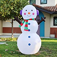 GOOSH 6 FT Christmas Inflatable Outdoor Snowman with Earbuds, Blow Up Yard Decoration Clearance with LED Lights Built-in…