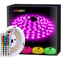 Minger RGB LED Strip Lights, 16.4ft Waterproof Color Changing Light Strips with Remote Controller, 5050 LED and DIY Mode…